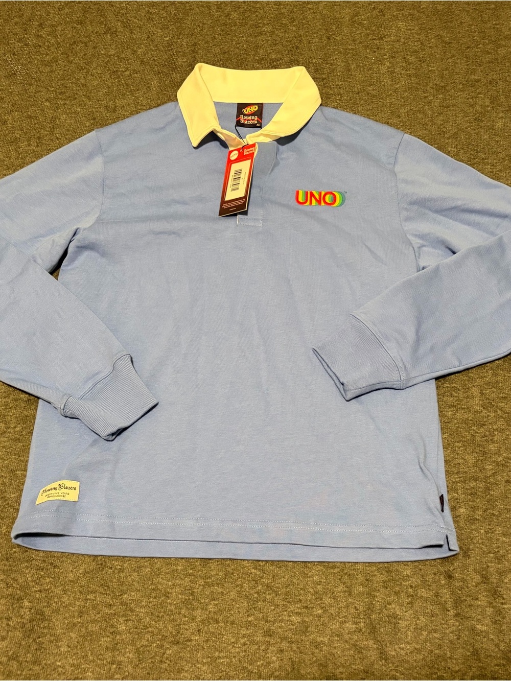 Rowing Blazers x UNO Men’s Long Sleeve Organic Cotton Polo Blue/White M